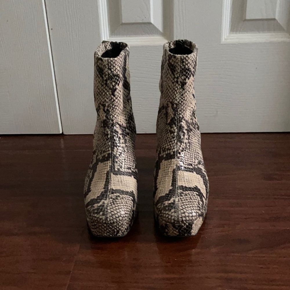 Topshop Margarita snake ankle platform boots